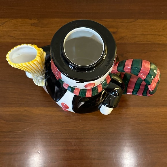 🎄2007 Fitz & Floyd Christmas Snowman Cup Cocoa For One Ceramic Teapot & Teacup - Picture 9 of 13